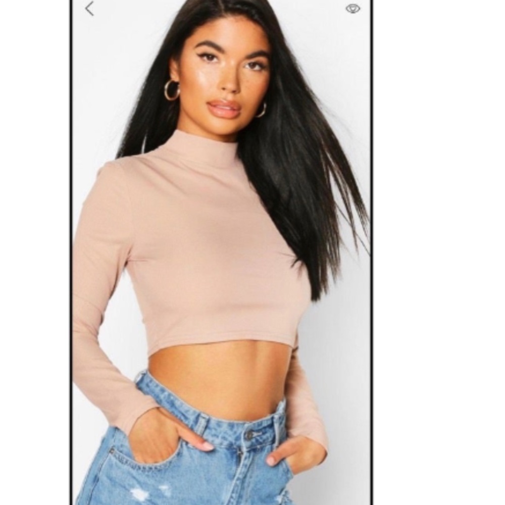 Boohoo Petite High Neck Crop Top